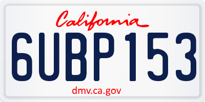 CA license plate 6UBP153