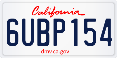 CA license plate 6UBP154