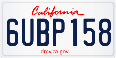 CA license plate 6UBP158
