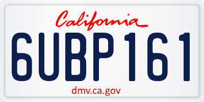CA license plate 6UBP161