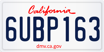 CA license plate 6UBP163