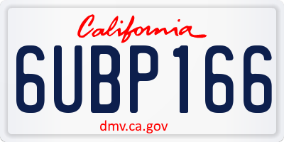 CA license plate 6UBP166