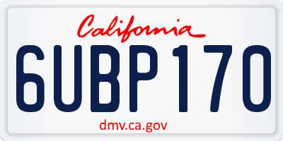CA license plate 6UBP170