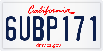 CA license plate 6UBP171