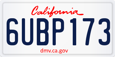 CA license plate 6UBP173