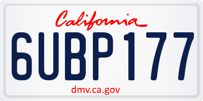 CA license plate 6UBP177
