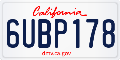 CA license plate 6UBP178