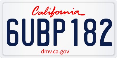 CA license plate 6UBP182