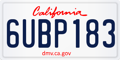 CA license plate 6UBP183