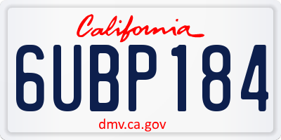 CA license plate 6UBP184