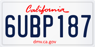 CA license plate 6UBP187