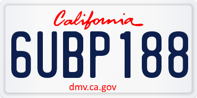 CA license plate 6UBP188