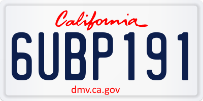 CA license plate 6UBP191