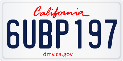 CA license plate 6UBP197