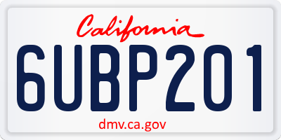 CA license plate 6UBP201