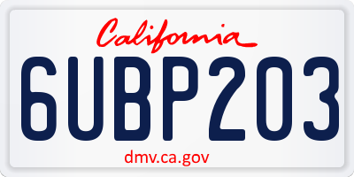 CA license plate 6UBP203