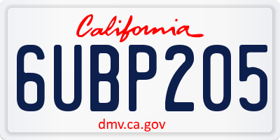 CA license plate 6UBP205