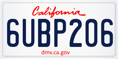 CA license plate 6UBP206