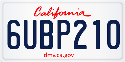 CA license plate 6UBP210