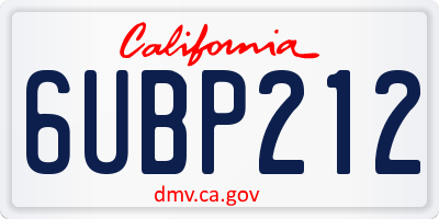 CA license plate 6UBP212