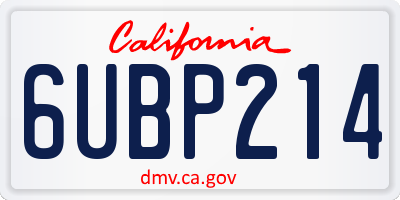 CA license plate 6UBP214