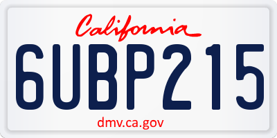 CA license plate 6UBP215