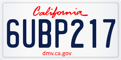 CA license plate 6UBP217