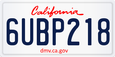 CA license plate 6UBP218