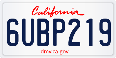 CA license plate 6UBP219