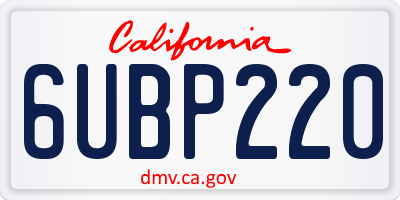 CA license plate 6UBP220