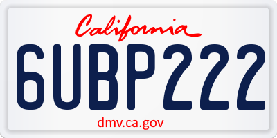 CA license plate 6UBP222