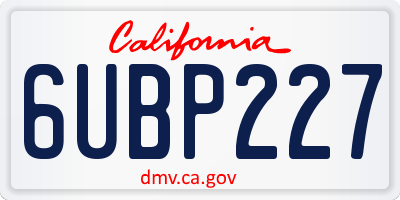 CA license plate 6UBP227