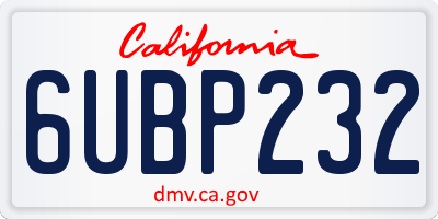 CA license plate 6UBP232
