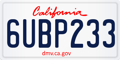 CA license plate 6UBP233