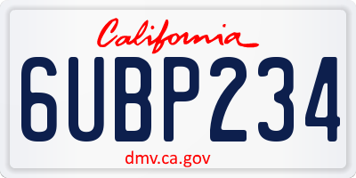 CA license plate 6UBP234