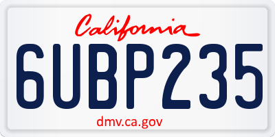 CA license plate 6UBP235