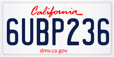 CA license plate 6UBP236