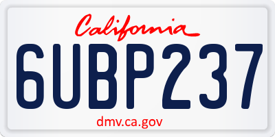 CA license plate 6UBP237
