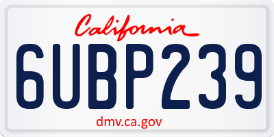 CA license plate 6UBP239