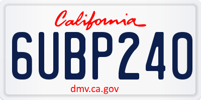 CA license plate 6UBP240