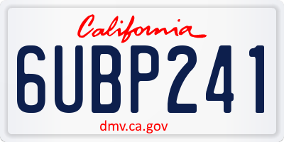 CA license plate 6UBP241