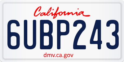 CA license plate 6UBP243