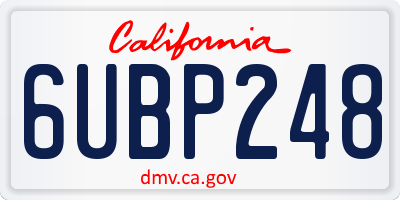 CA license plate 6UBP248