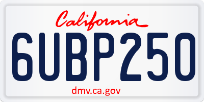 CA license plate 6UBP250