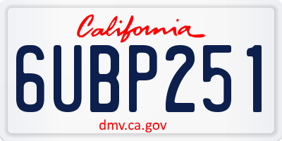 CA license plate 6UBP251