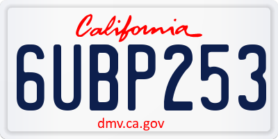 CA license plate 6UBP253