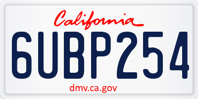 CA license plate 6UBP254