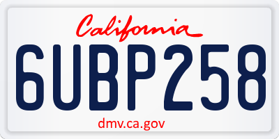 CA license plate 6UBP258