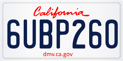 CA license plate 6UBP260
