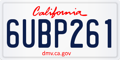 CA license plate 6UBP261